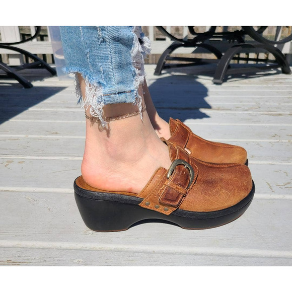 Crocs Cobbler 15513 Leather Clogs Heel Buckle Brown Slip On Women's Size… - Picture 4 of 12